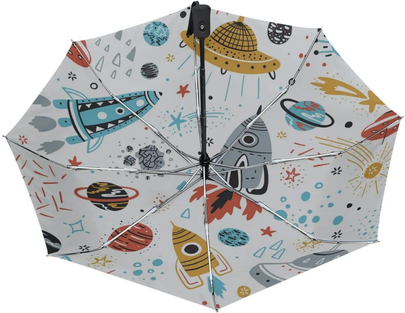 Poeticcity Automatic Folding Umbrella, Auto Open/Close 3 Folds Parasol, Compact Windproof Strong Umbrellas for Travel Sun & Rain