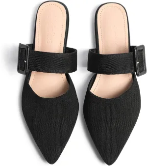 Pointed Toe Mules for Women Flats，Slip On Mules Backless，Wide Width Mules，Mule Slides Flats Sandals