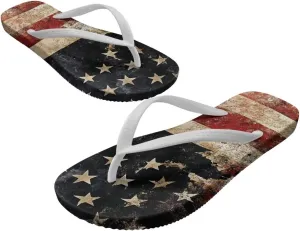 Print Thong Flip Flops for Women Comfortable Yoga Mat Non Slip Shower Shoes Super Lightweight for Summer Beach Vacation White Strap