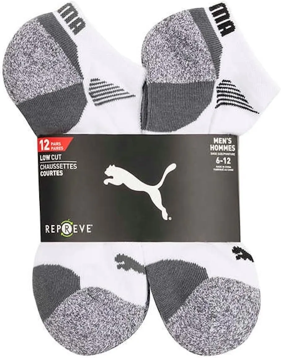PUMA Men’s Repreve Athletic Sock, 12-pair (White)