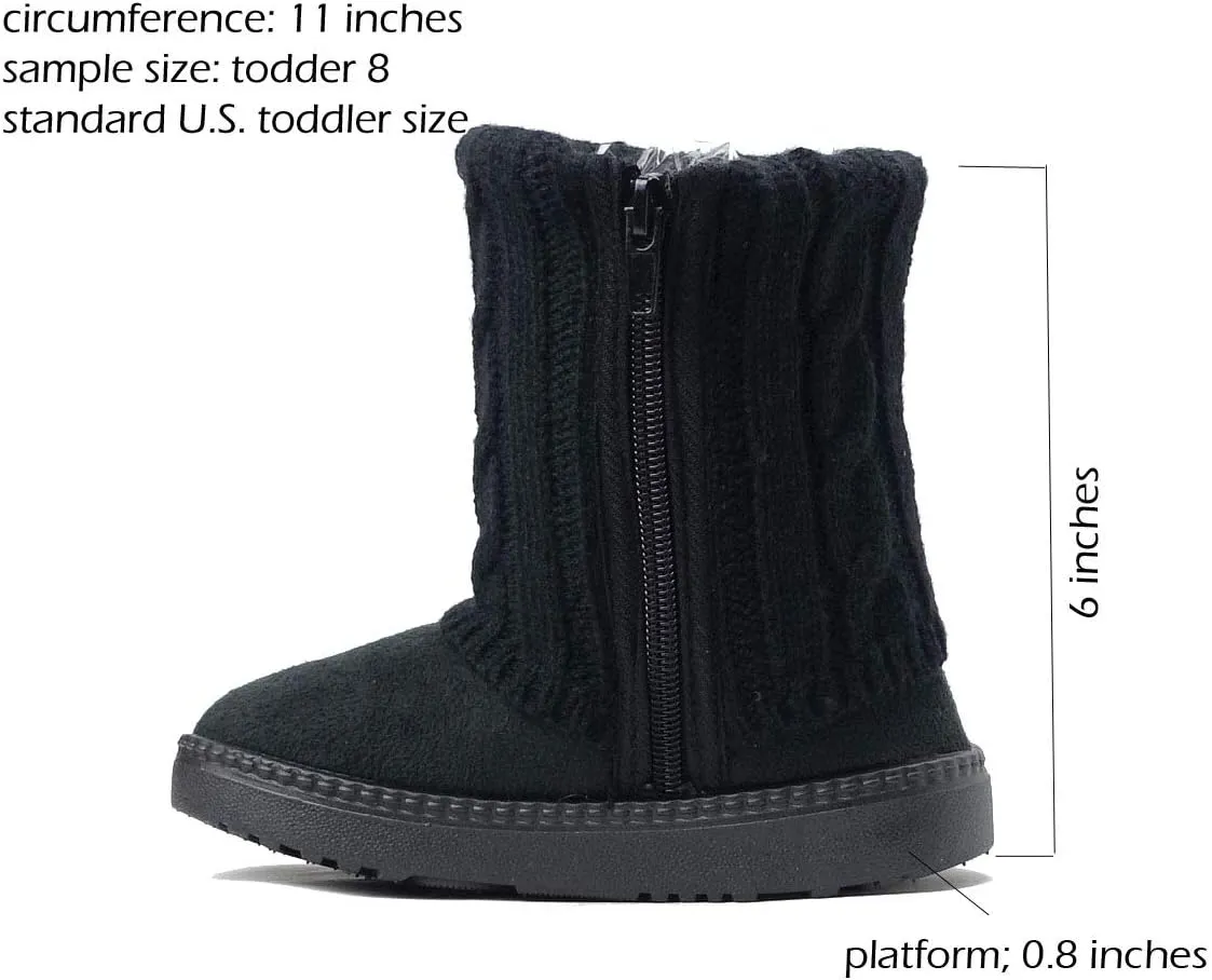REDVOLUTION Kids Boots Toddler Girls Cute 2 Buttons || Rhinestone Faux Fur Suede Knitting Shoe