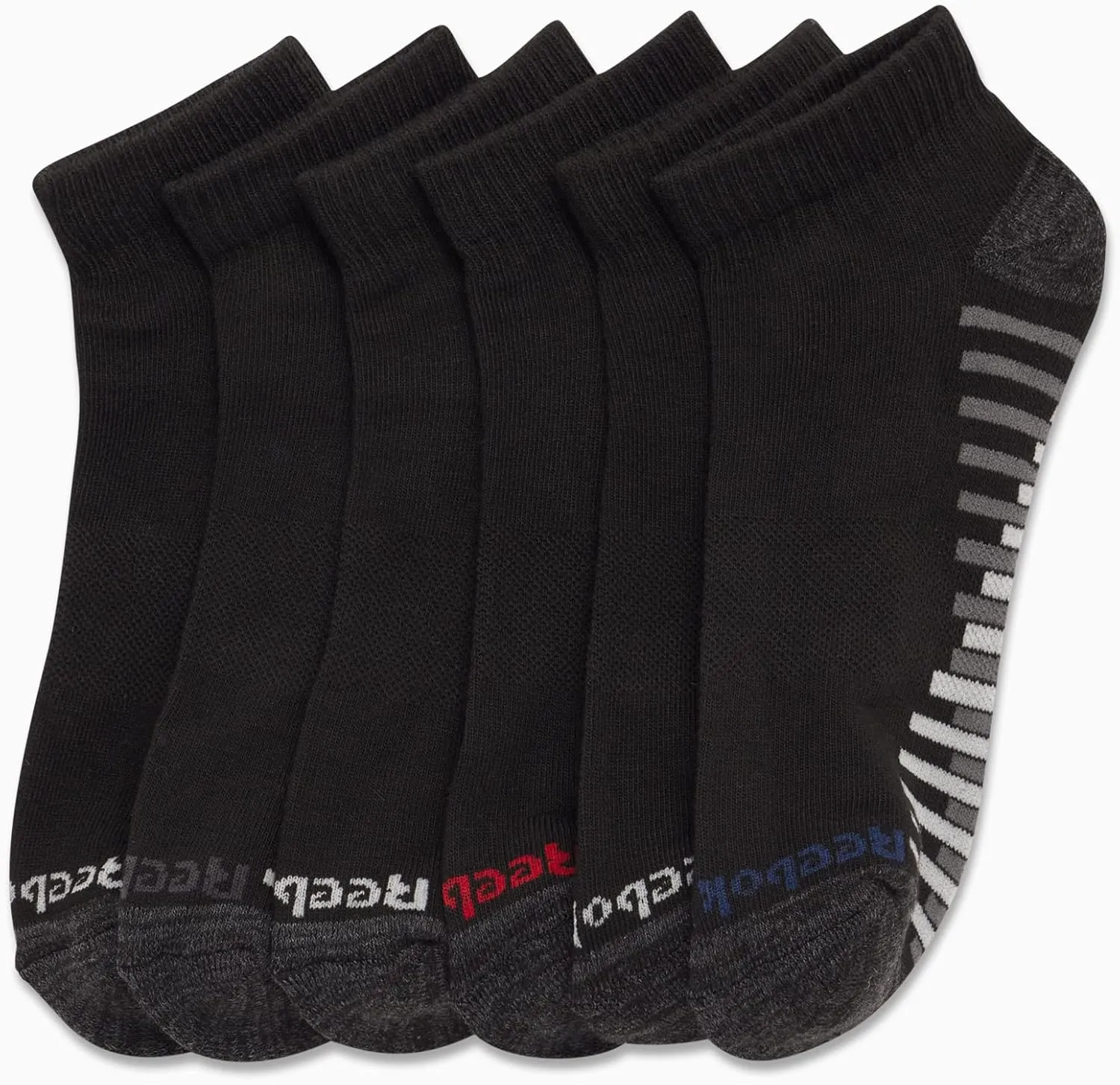 Reebok Boys' Quarter Socks - 6 Pack Stretch Performance Quarter Cut Arch Support Socks - Cushioned Athletic Socks for Boys