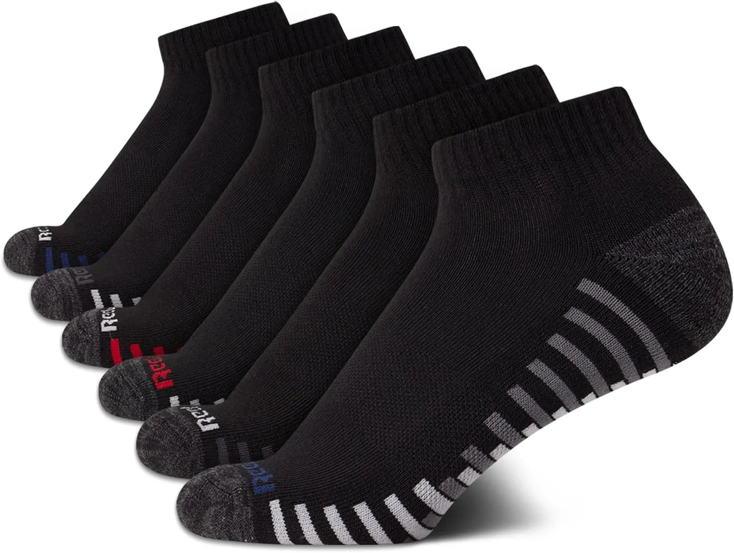 Reebok Boys' Quarter Socks - 6 Pack Stretch Performance Quarter Cut Arch Support Socks - Cushioned Athletic Socks for Boys