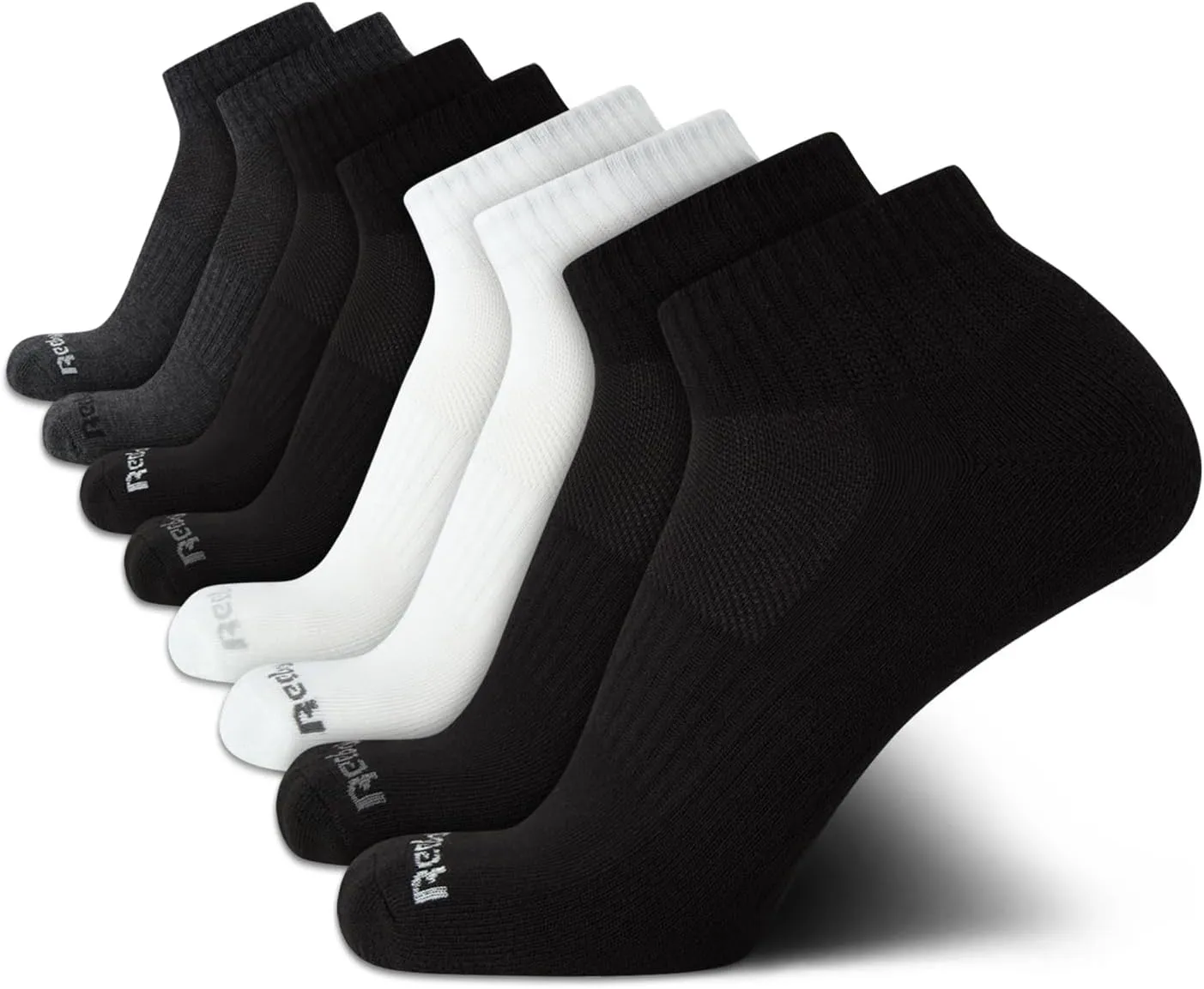 Reebok Men's Quarter Socks - 8 Pack Performance Arch Support Socks - Cushioned Athletic Socks for Men (Shoe Size: 6-12.5)
