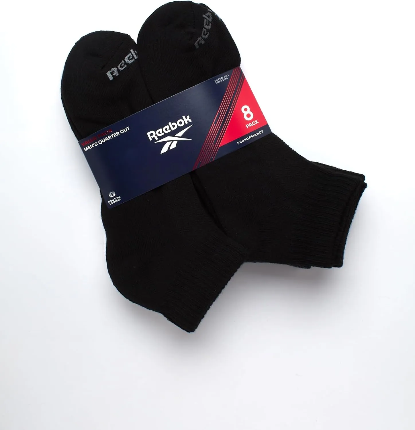 Reebok Men's Quarter Socks - 8 Pack Performance Arch Support Socks - Cushioned Athletic Socks for Men (Shoe Size: 6-12.5)
