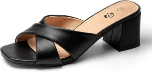 Rekayla Heeled Sandals Women Comfortable, Square Toe Sandals Comfy Mule Shoes Chunky Block Heels Women's Sandals Slip On Minimalist Heels Comfortable Mule for Long Walk Casual Shoes Summer Dressy