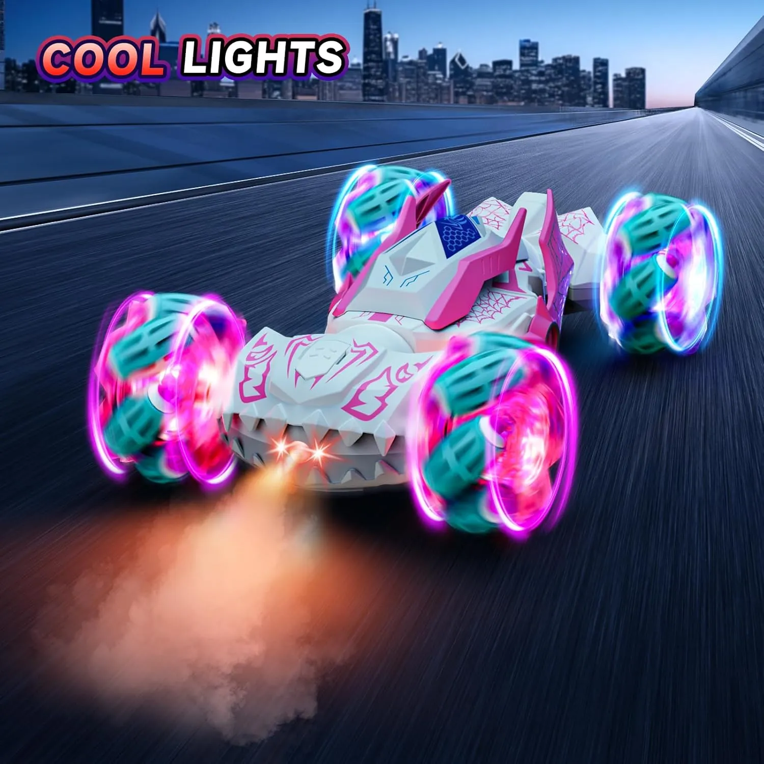 Remote Control Car Boys Toys: RC Cars 360°Flip 2.4Ghz Double Sided 4WD Transform Off Road for Rotating Hand & Remote Control Drift Stunt Cars Toy 6 7 8 9 10 11 12 Year Old Kids Girls (White)