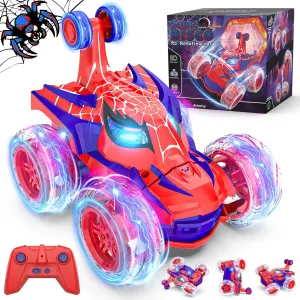 Remote Control Car Stunt RC Cars 360° Rotating with 2.4GHz Rechargeable Wheel Lights Toys Car Gift for Boys 3 4 5 6 7 8 9 10 11 12 (Red)