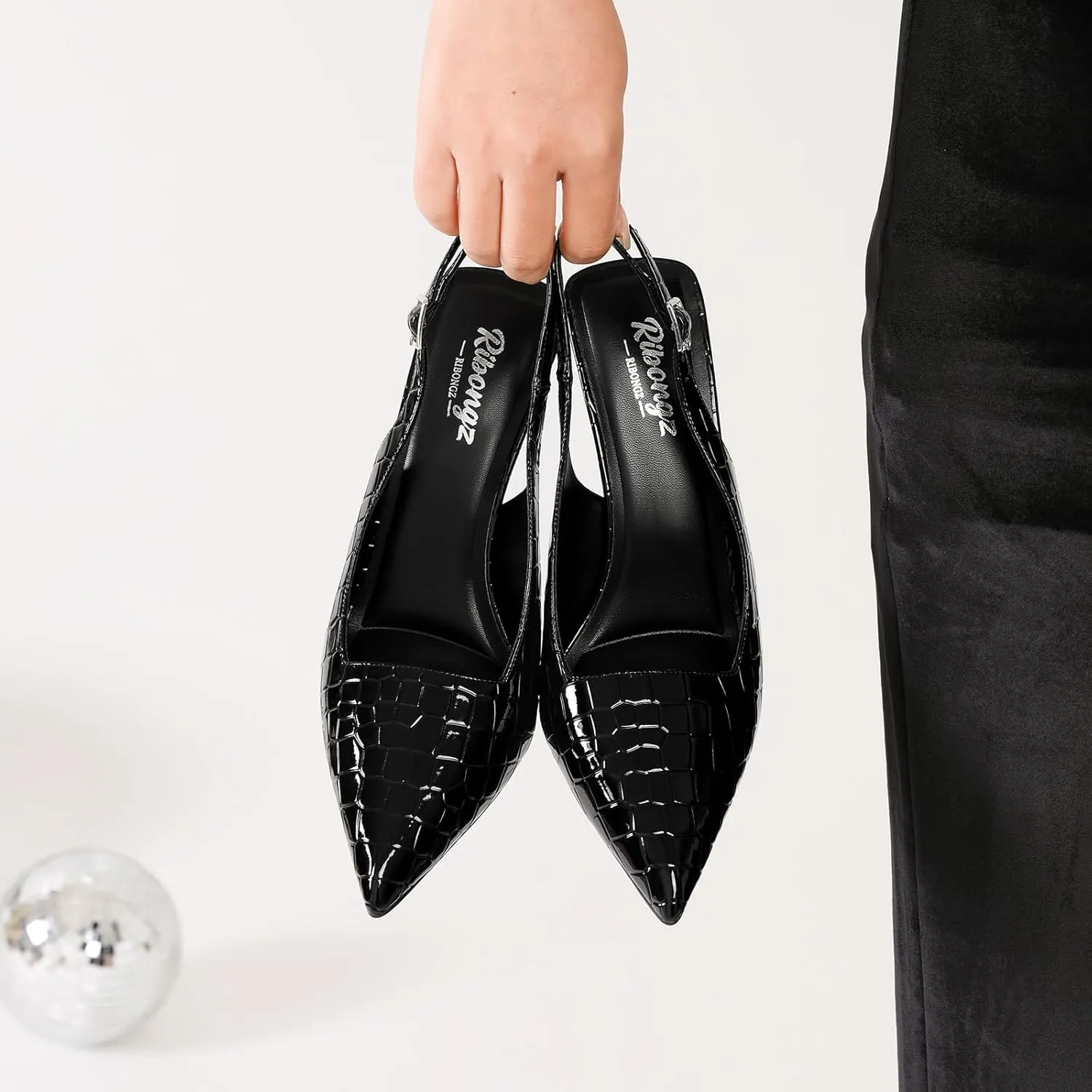 RIBONGZ Sexy Slingback Pumps Elegant Dressy Heels for Women Closed Toe Pointy High Heels Wedding Bride Prom Party Evening Shoes