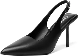 RIBONGZ Sexy Slingback Pumps Elegant Dressy Heels for Women Closed Toe Pointy High Heels Wedding Bride Prom Party Evening Shoes