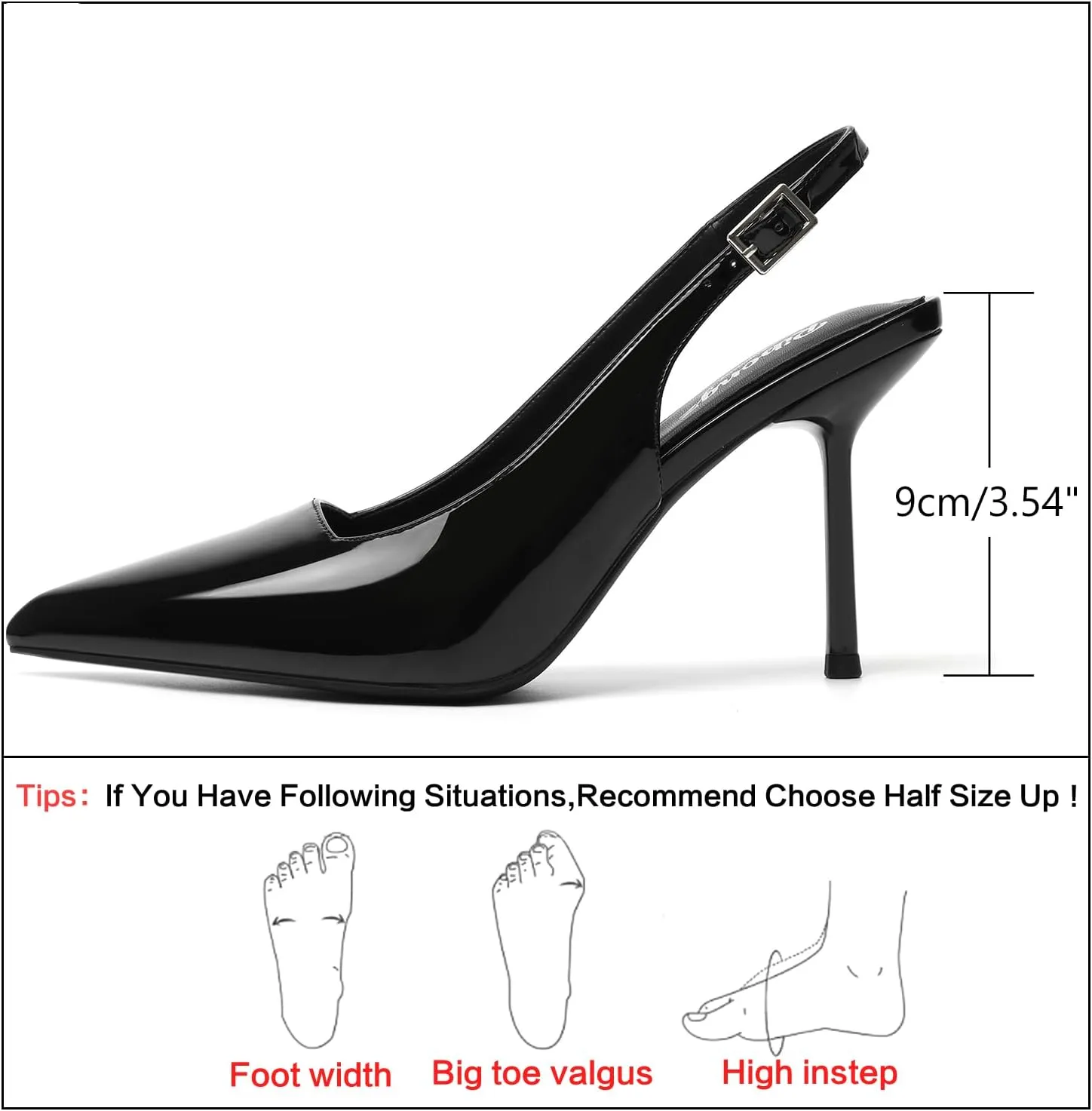 RIBONGZ Sexy Slingback Pumps Elegant Dressy Heels for Women Closed Toe Pointy High Heels Wedding Bride Prom Party Evening Shoes