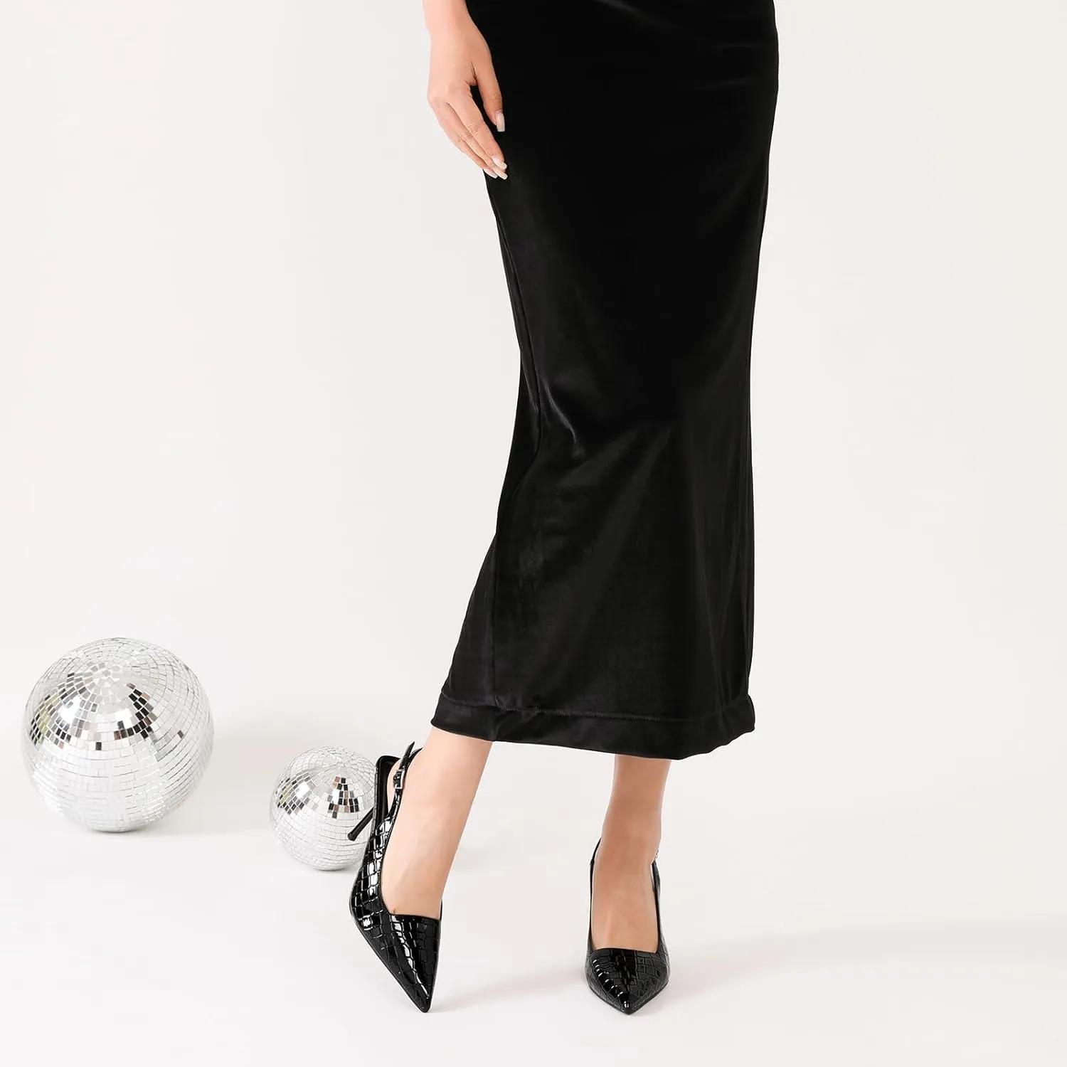 RIBONGZ Sexy Slingback Pumps Elegant Dressy Heels for Women Closed Toe Pointy High Heels Wedding Bride Prom Party Evening Shoes
