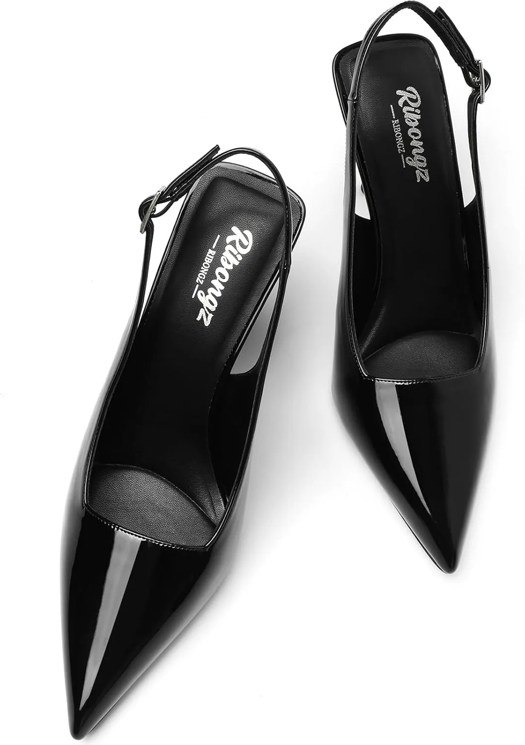 RIBONGZ Sexy Slingback Pumps Elegant Dressy Heels for Women Closed Toe Pointy High Heels Wedding Bride Prom Party Evening Shoes
