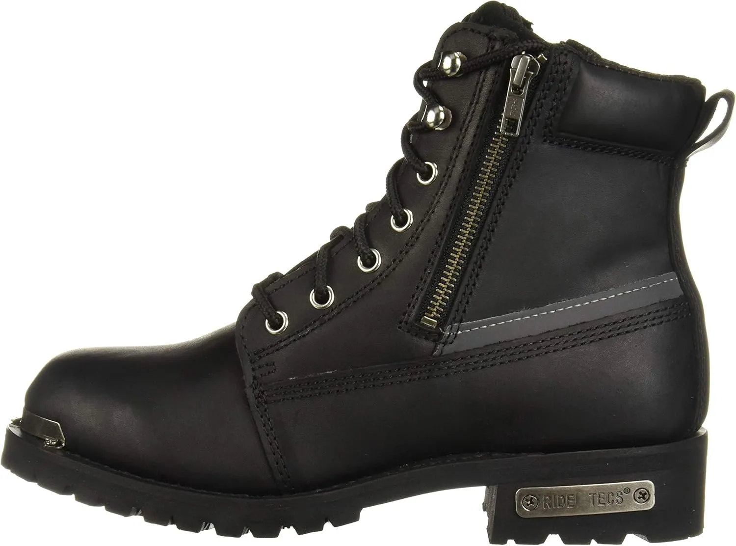 RIDETECS 6" Double Zipper Reflective Riding Boots for Men Full Grain Leather, Flexible Outsole Motorcycle Shoes