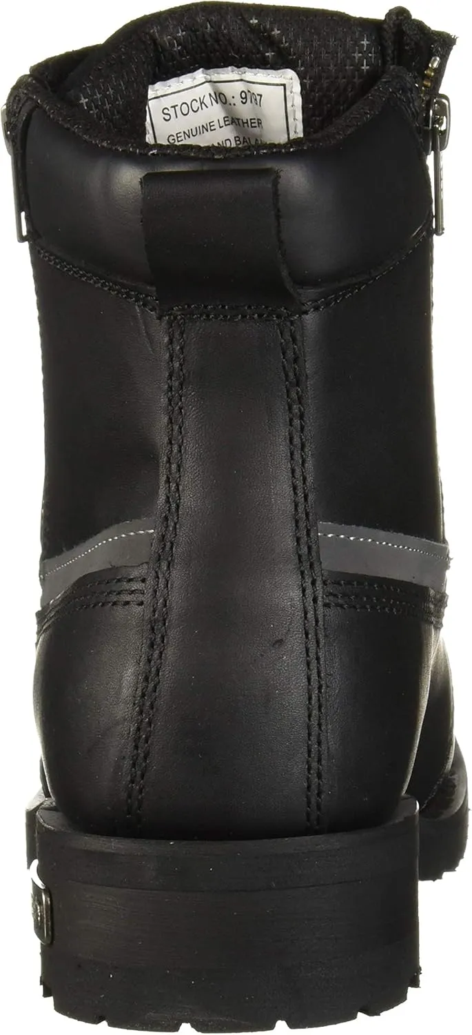 RIDETECS 6" Double Zipper Reflective Riding Boots for Men Full Grain Leather, Flexible Outsole Motorcycle Shoes