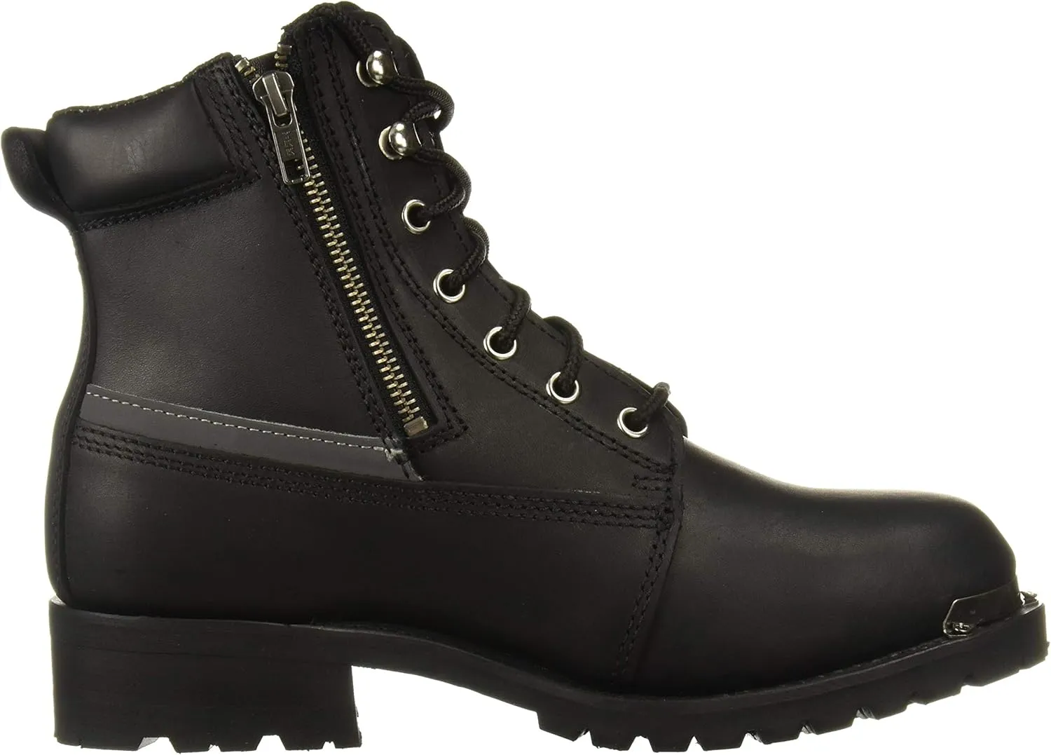 RIDETECS 6" Double Zipper Reflective Riding Boots for Men Full Grain Leather, Flexible Outsole Motorcycle Shoes