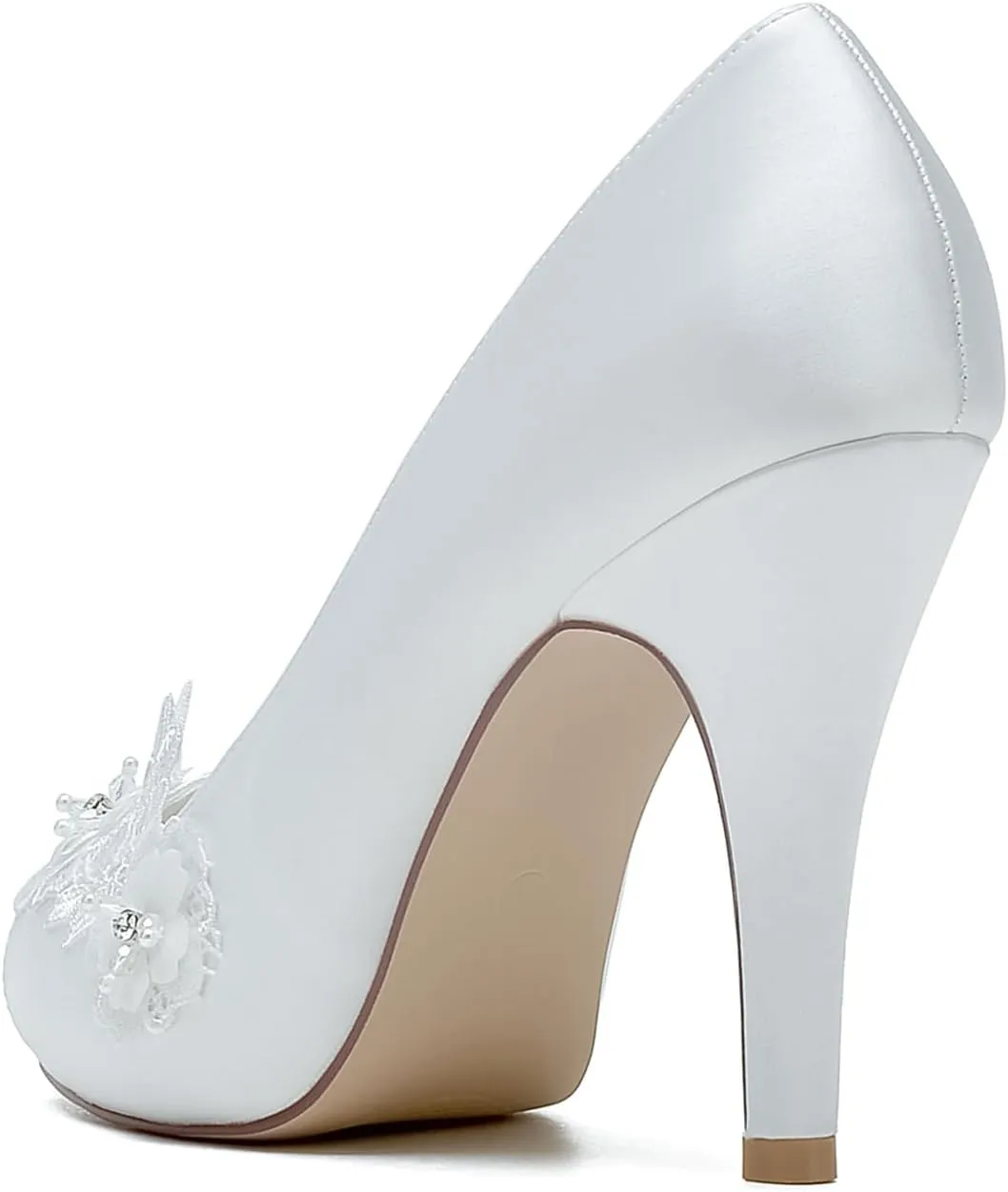 Roimaash Elegant Flower Wedding Pumps Platform Peep Toe Embroidery Lace