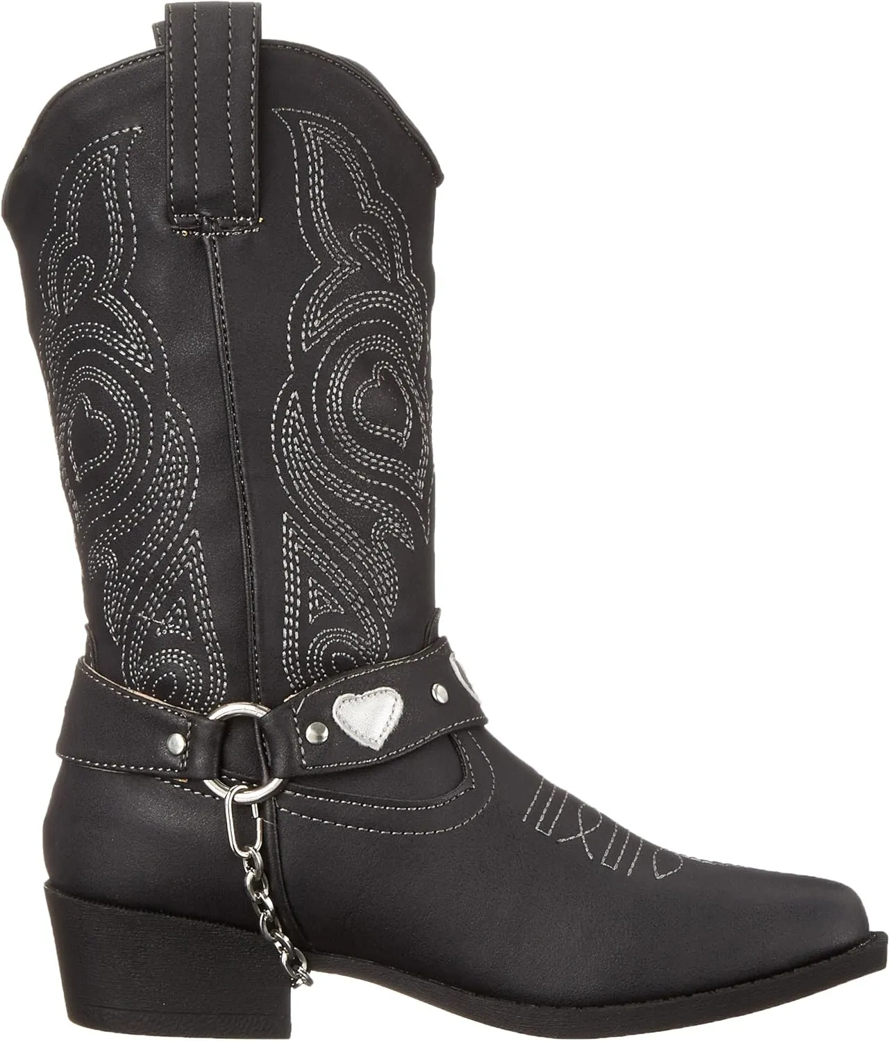 ROPER Kids Girls Dale Heart Snip Toe Casual Boots Mid Calf - Black