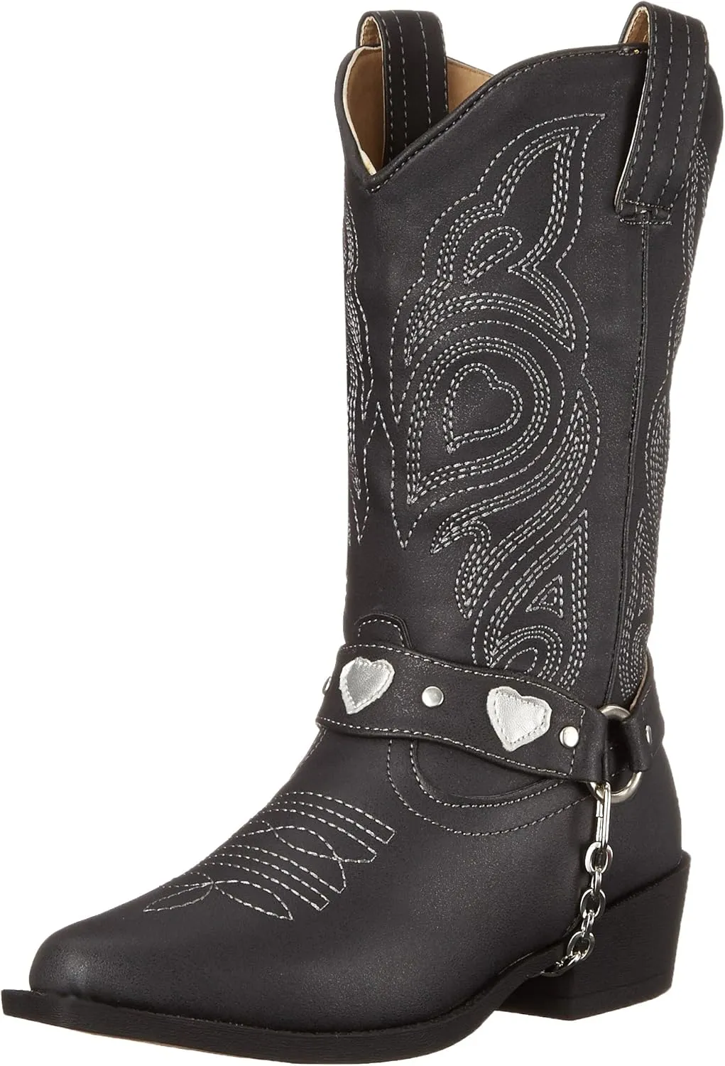 ROPER Kids Girls Dale Heart Snip Toe Casual Boots Mid Calf - Black