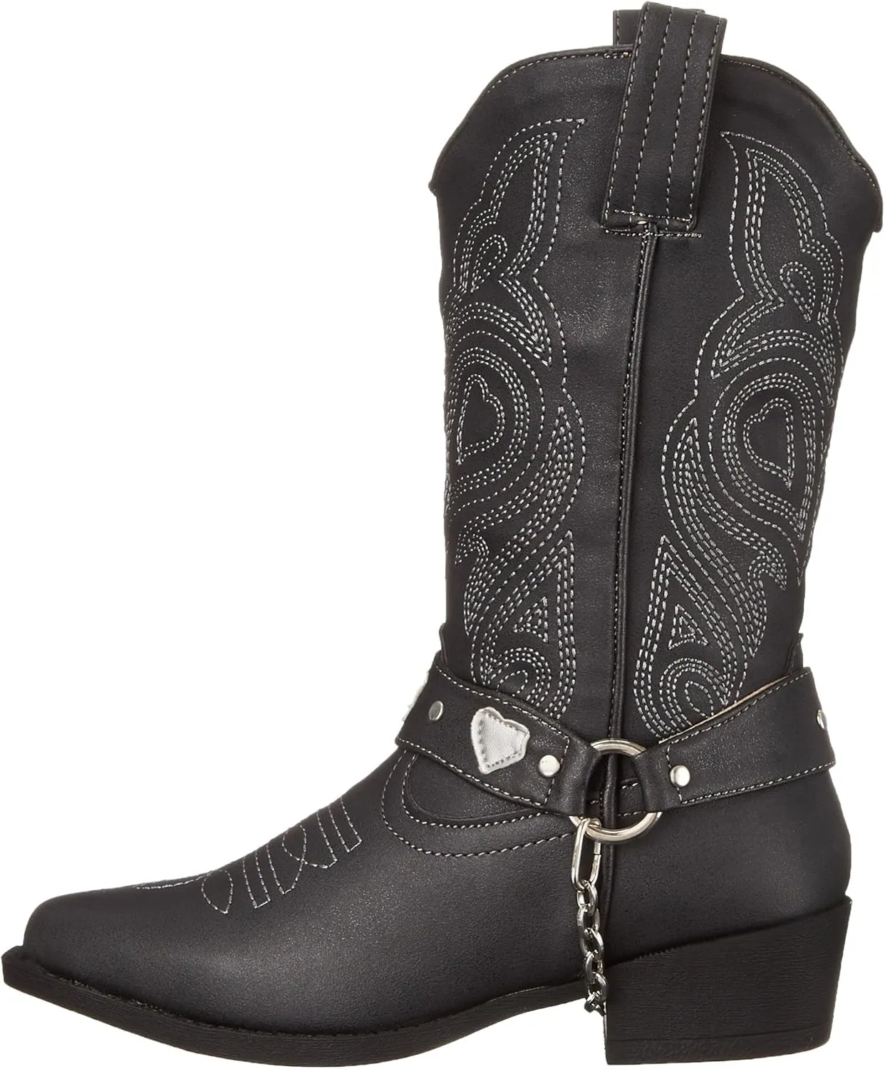 ROPER Kids Girls Dale Heart Snip Toe Casual Boots Mid Calf - Black