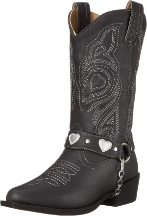 ROPER Kids Girls Dale Heart Snip Toe Casual Boots Mid Calf - Black