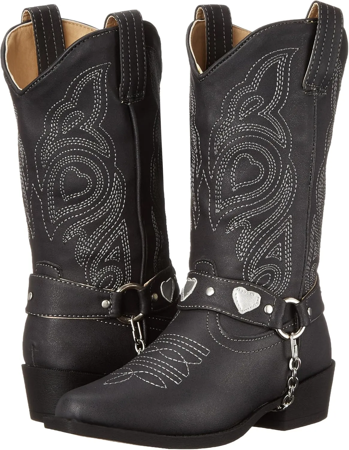 ROPER Kids Girls Dale Heart Snip Toe Casual Boots Mid Calf - Black