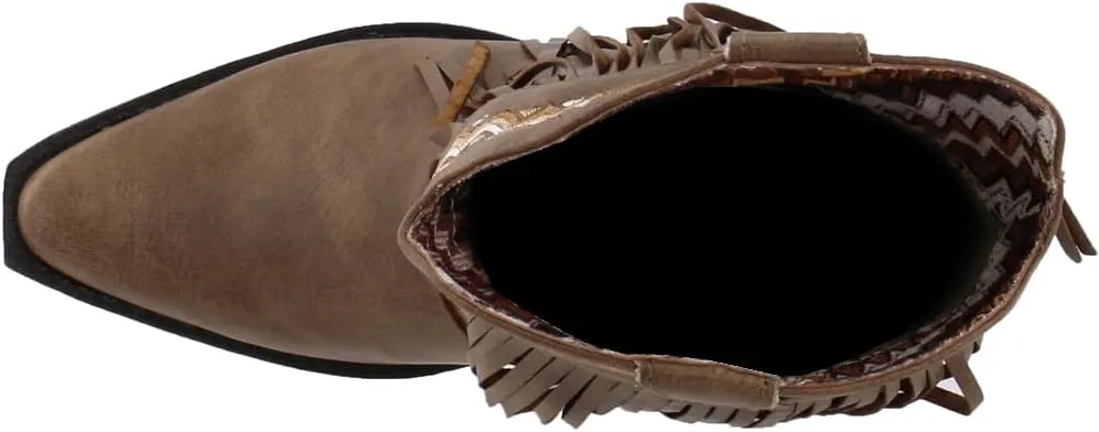 ROPER Kids Girls Fringes Snip Toe Casual Boots Mid Calf - Brown