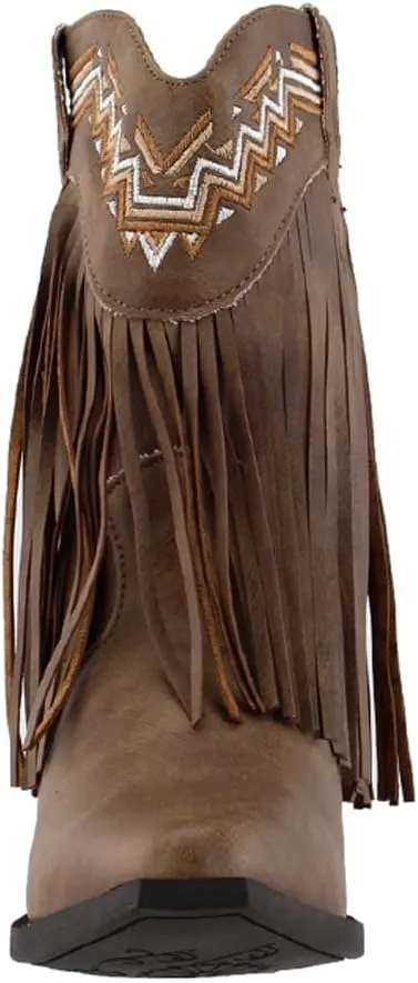 ROPER Kids Girls Fringes Snip Toe Casual Boots Mid Calf - Brown
