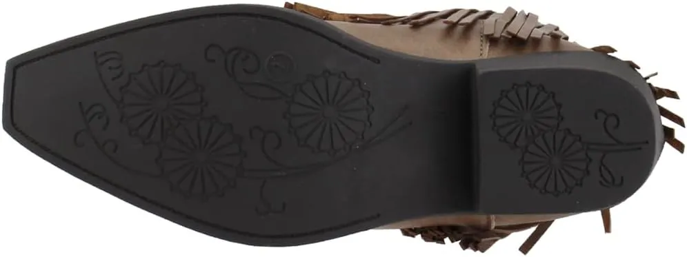 ROPER Kids Girls Fringes Snip Toe Casual Boots Mid Calf - Brown