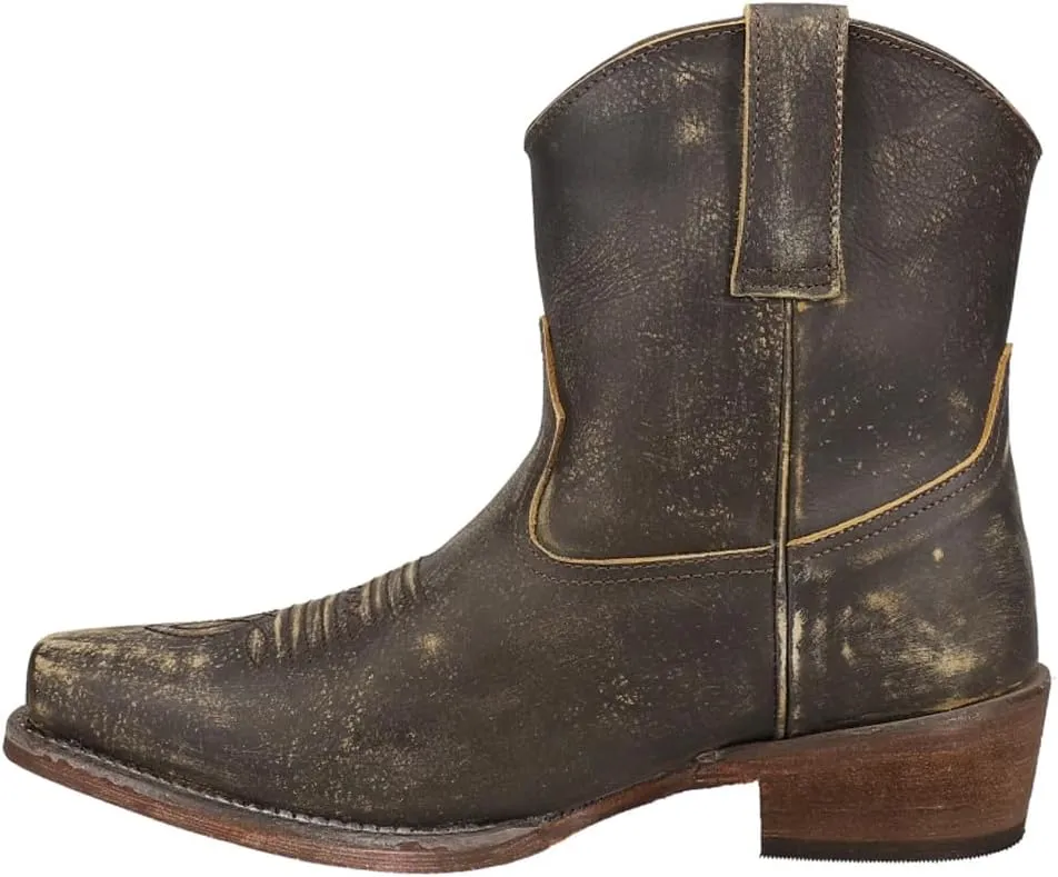 ROPER Womens Dusty Distressed Snip Toe Casual Boots Ankle Low Heel 1-2" - Brown