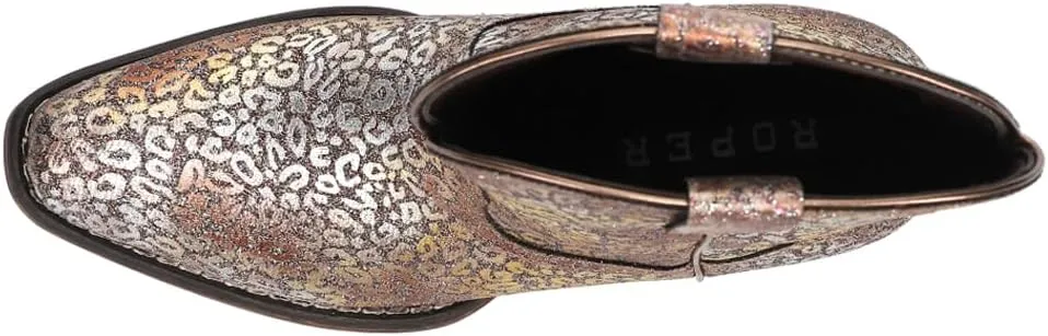 ROPER Womens Ingrid Metallic Leopard Snip Toe Casual Boots Ankle Low Heel 1-2" - Brown