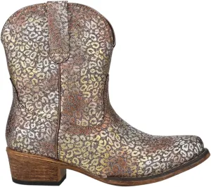 ROPER Womens Ingrid Metallic Leopard Snip Toe Casual Boots Ankle Low Heel 1-2" - Brown