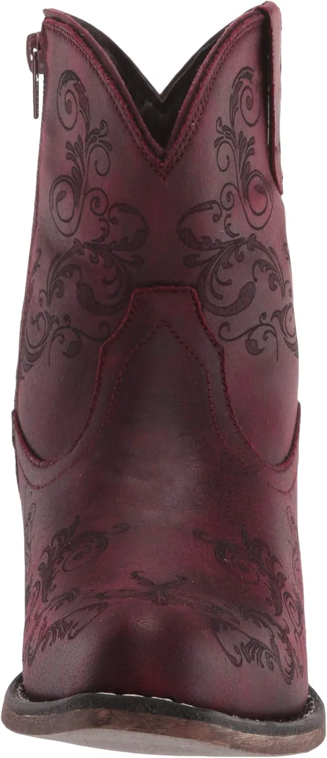 ROPER Womens Short Stuff Embossed Snip Toe Casual Boots Ankle Low Heel 1-2" - Brown