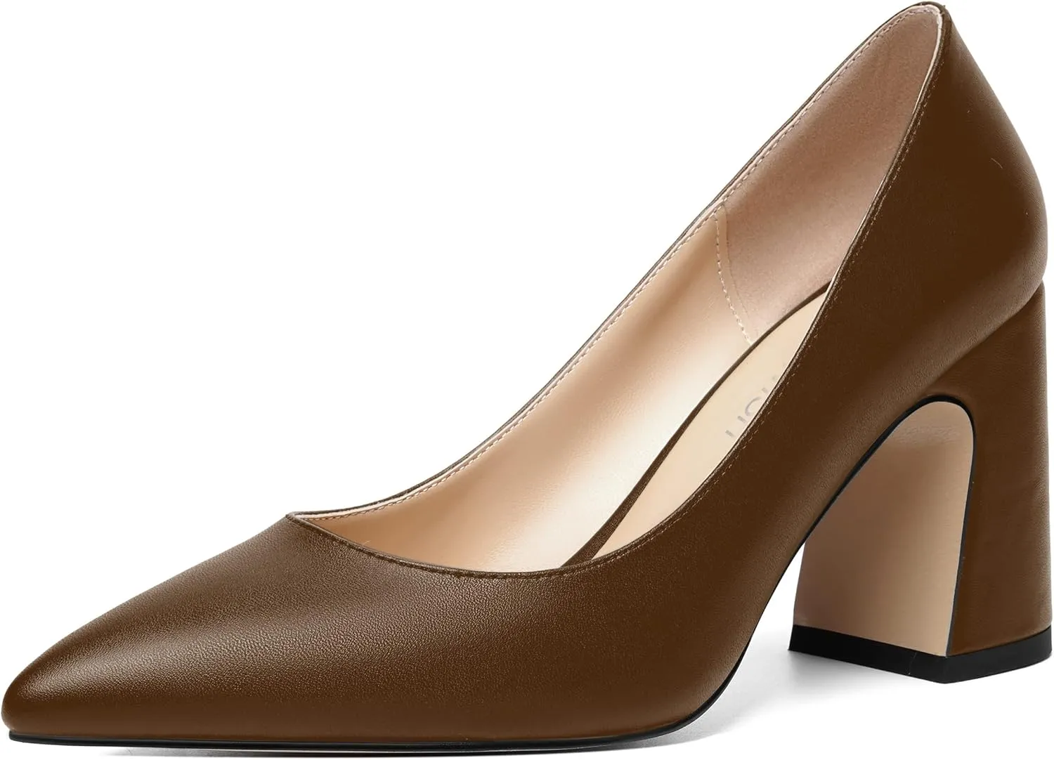 ROSERWISH Womens Sexy Elegant Pointed Toe Slip On Matte Wedding Block High Heel Pumps Dressy Shoes 3.5 Inch