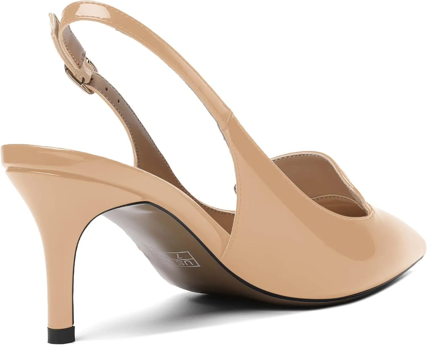 ROSERWISH Womens Sexy Elegant Slingback Patent Pointed Toe Work Stiletto Mid Heel Pumps Dress Shoes 2.5 Inch
