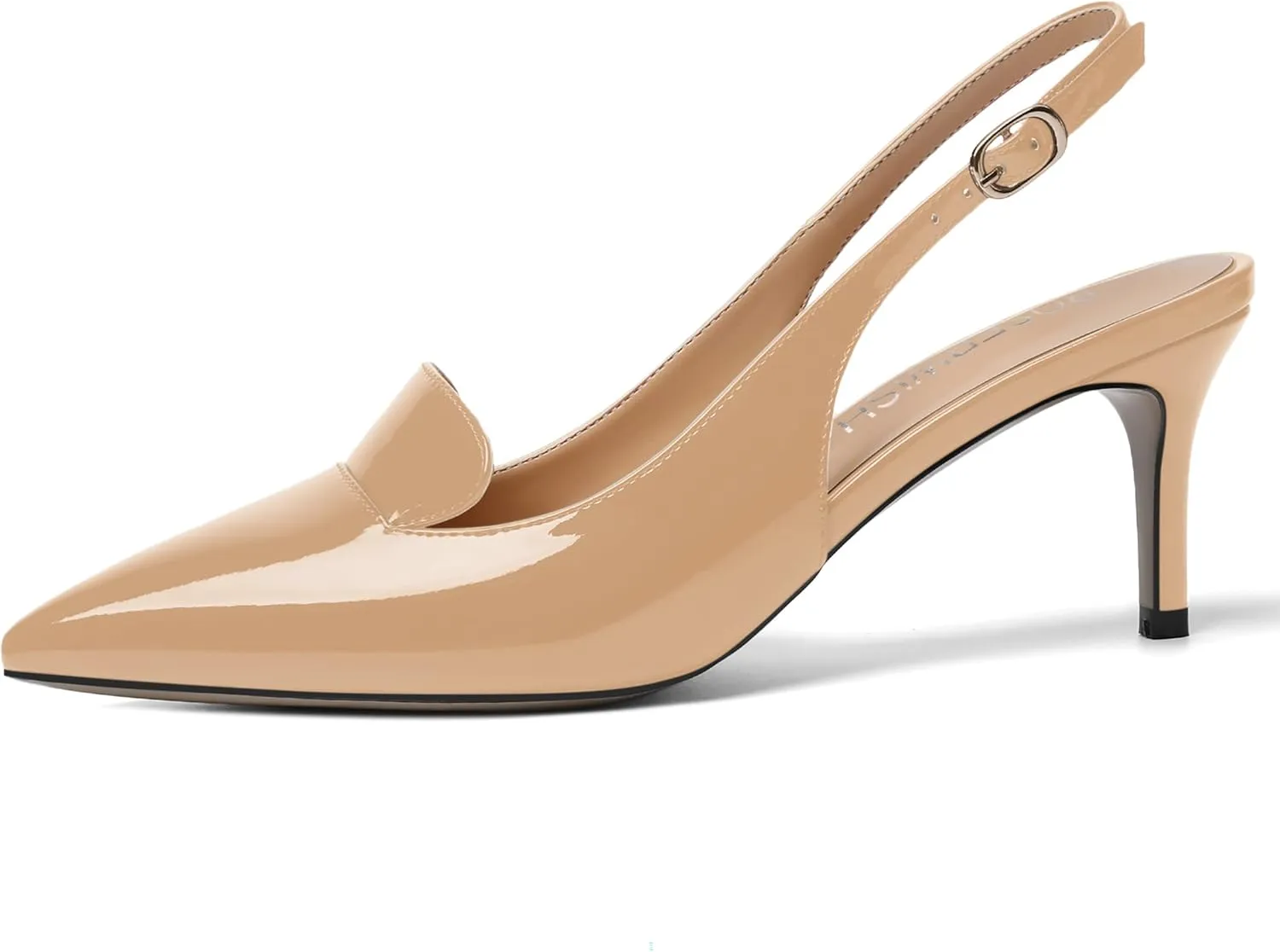 ROSERWISH Womens Sexy Elegant Slingback Patent Pointed Toe Work Stiletto Mid Heel Pumps Dress Shoes 2.5 Inch