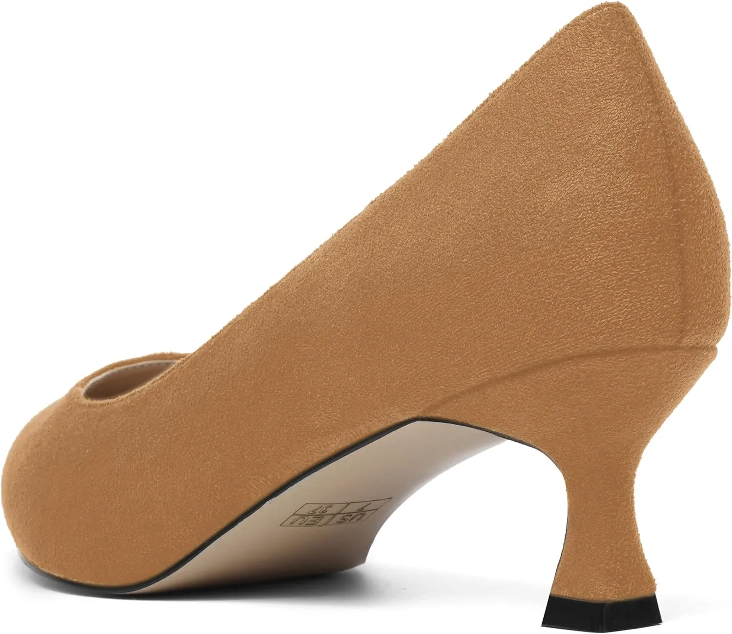 ROSERWISH Womens Slip On Casual Office Suede Pointed Toe Elegant Kitten Low Heel Pumps Dress Shoes 2 Inch