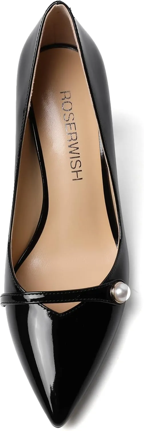 ROSERWISH Womens Slip On Elegant Wedding Fashion Pointed Toe Matte Stiletto High Heel Pumps Dress Shoes 3.5 Inch