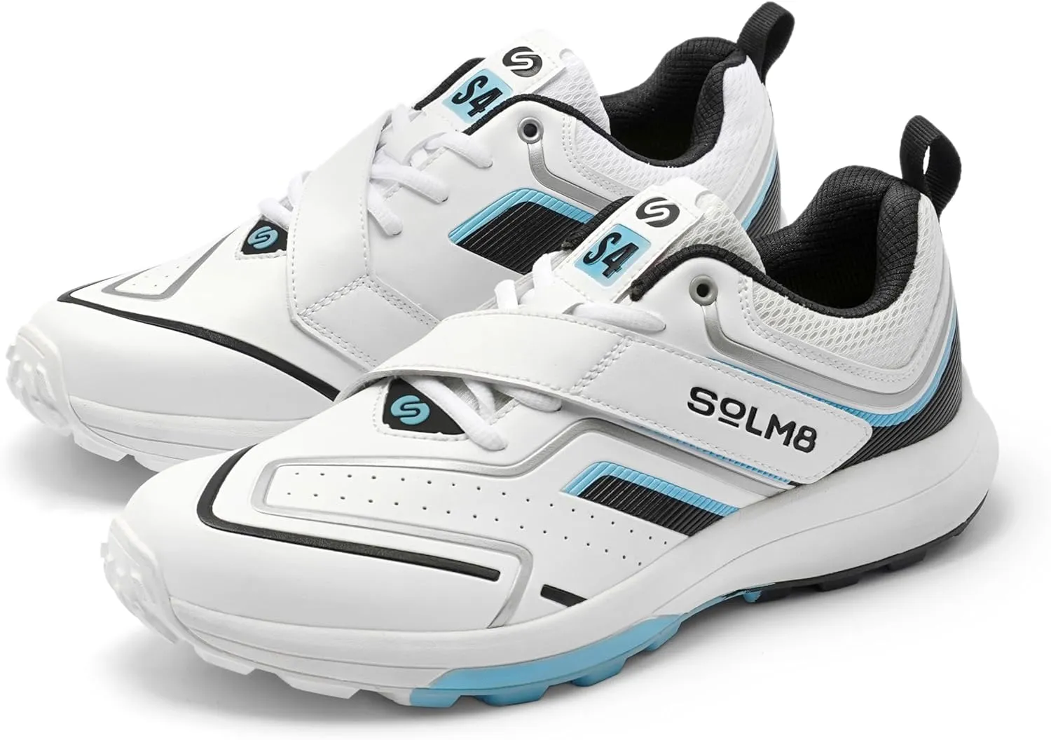 S4 Lightweight Cricket Shoes for Men Fast Strap Rubber Spikes, Water-Resistant Footwear for Outdoor and Field Sports with All Round Performance
