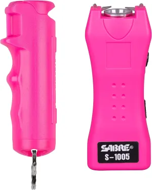 SABRE Pepper Spray Self Defense Kit with 25 Bursts, 10 Ft. Range, Finger Grip for Better & Faster Aim, 120 Lumen LED Light Rechargeable Battery, Flip Top Safety, Protection Against Multiple Threats