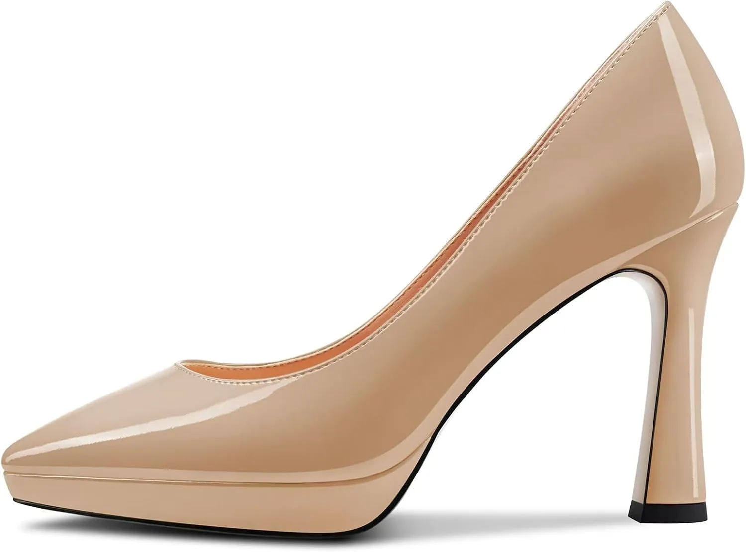 Saekcted Women High Stiletto Platform Heel Pointed Toe Pumps Slip-on Wedding Office 3.9 Inches Heels Shoes