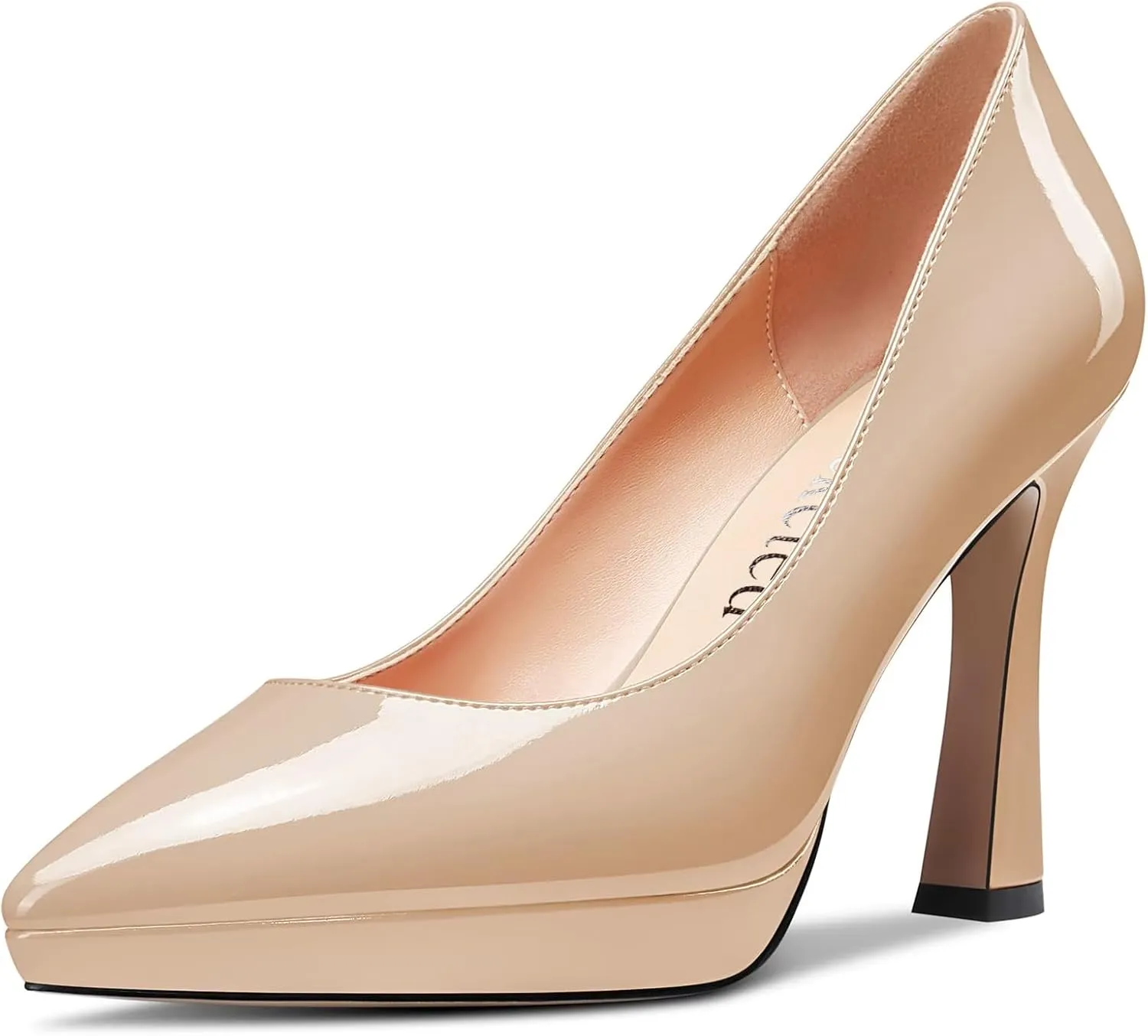 Saekcted Women High Stiletto Platform Heel Pointed Toe Pumps Slip-on Wedding Office 3.9 Inches Heels Shoes