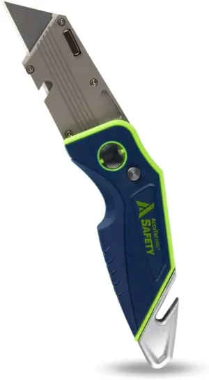 Safety F2 Folding Flipper Knife - Utility Knife with External Cord Cutter for Professionals - Durable, Lightweight, and Easy to Deploy with One-Hand Flip Action - ASFD-F2ZI
