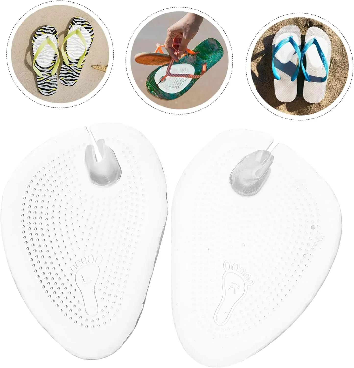 SAFIGLE Forefoot Pads for Women's Thong Sandals Gel Flip-Flops Inserts Soft Comfortable