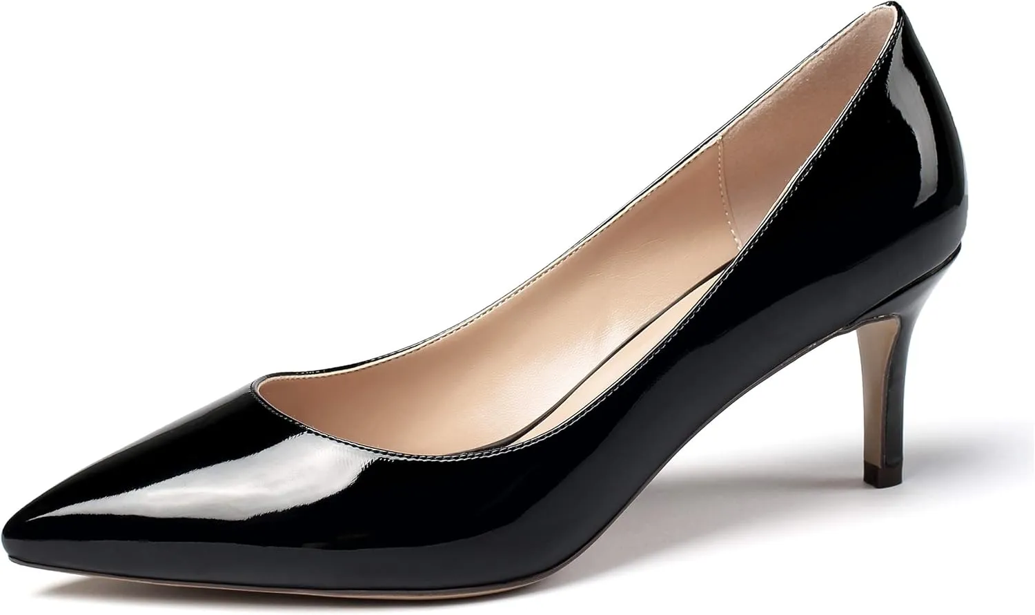 SAMMITOP Women's Pointed Toe Mid Heel Classic Pumps Slip On Elegant Formal Party Dress Shoes
