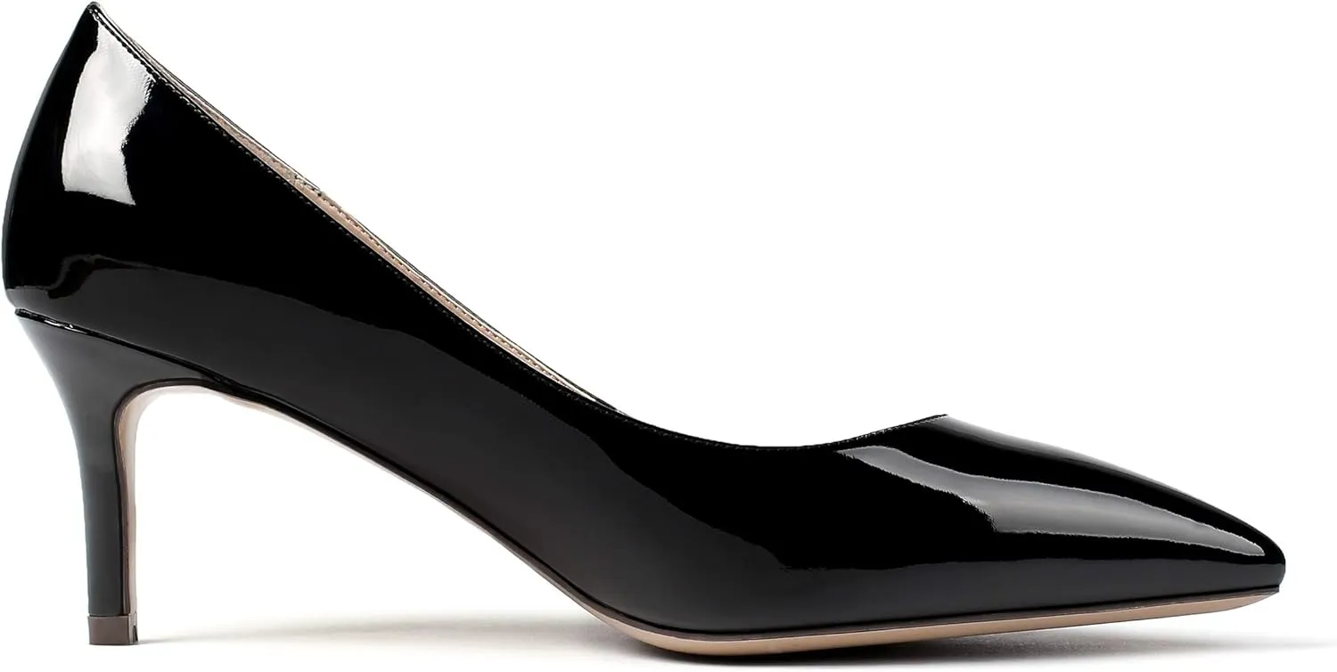SAMMITOP Women's Pointed Toe Mid Heel Classic Pumps Slip On Elegant Formal Party Dress Shoes
