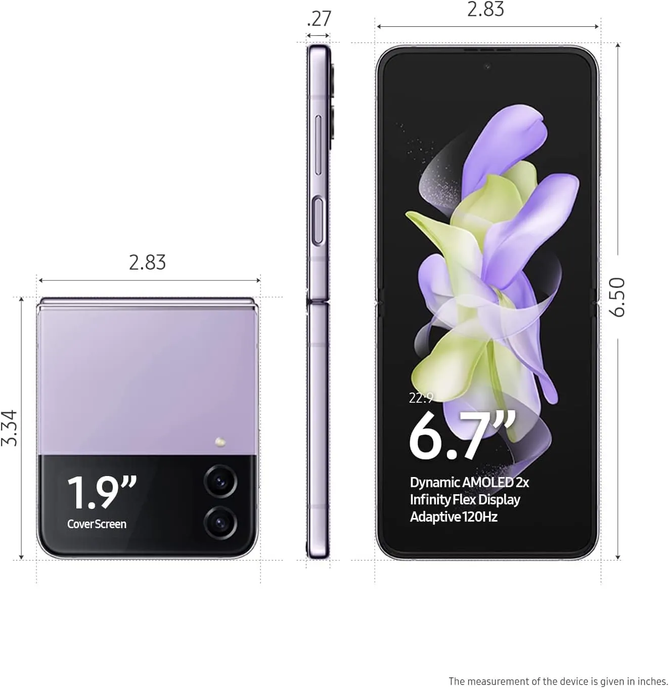 SAMSUNG Galaxy Z Flip 4 5G, US Version, 128GB, Bora Purple - Unlocked (Renewed)