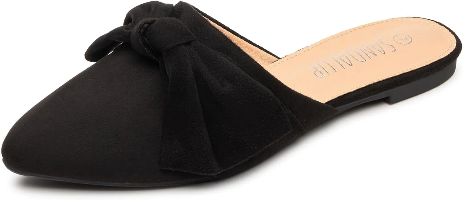 SANDALUP Mules for Woman, Women's Mules, Closed Pointed Toe Backless Loafer Shoes, Cute Bow Women's Mules, Slip On Mules Flats Shoes for Work Business Casual Shoes