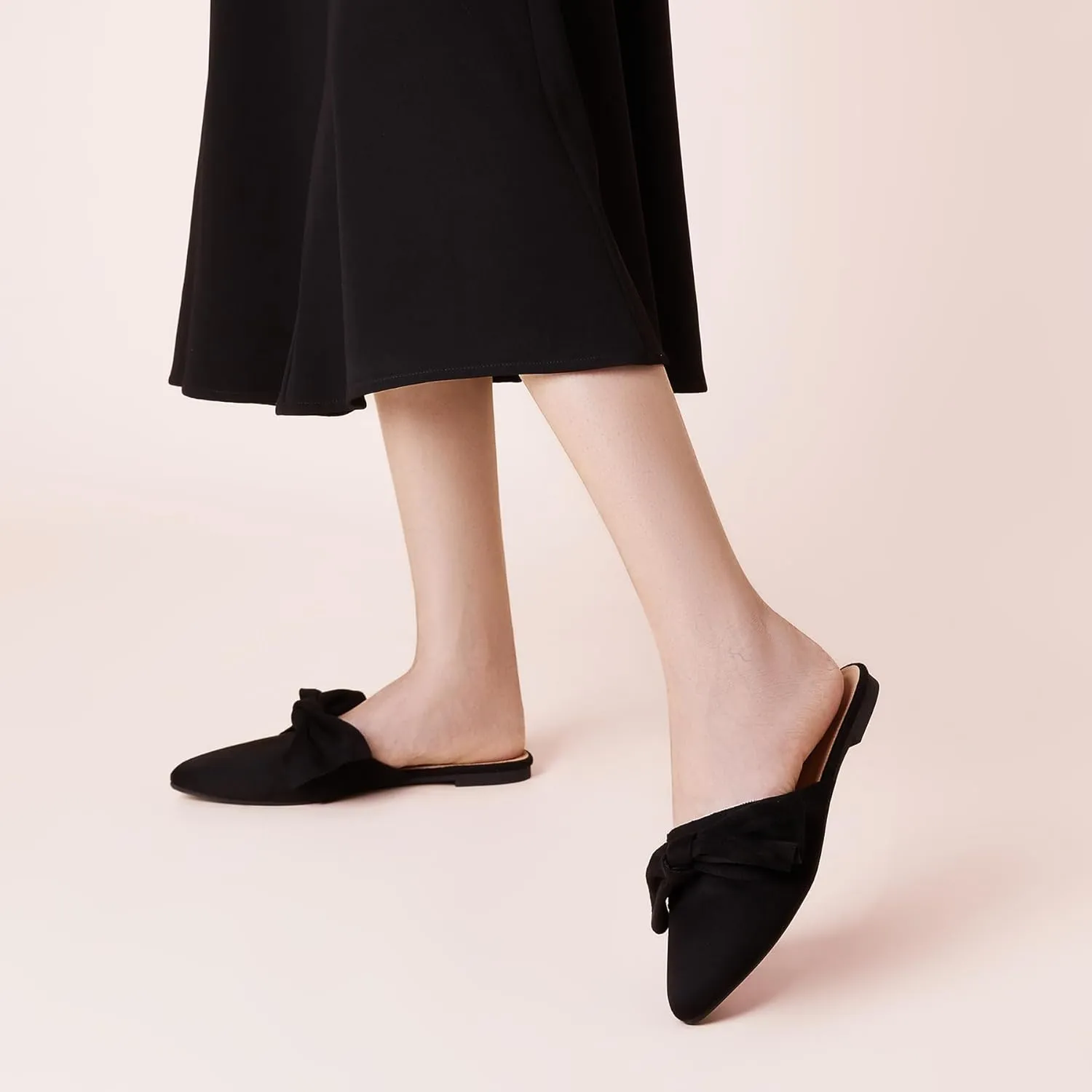 SANDALUP Mules for Woman, Women's Mules, Closed Pointed Toe Backless Loafer Shoes, Cute Bow Women's Mules, Slip On Mules Flats Shoes for Work Business Casual Shoes