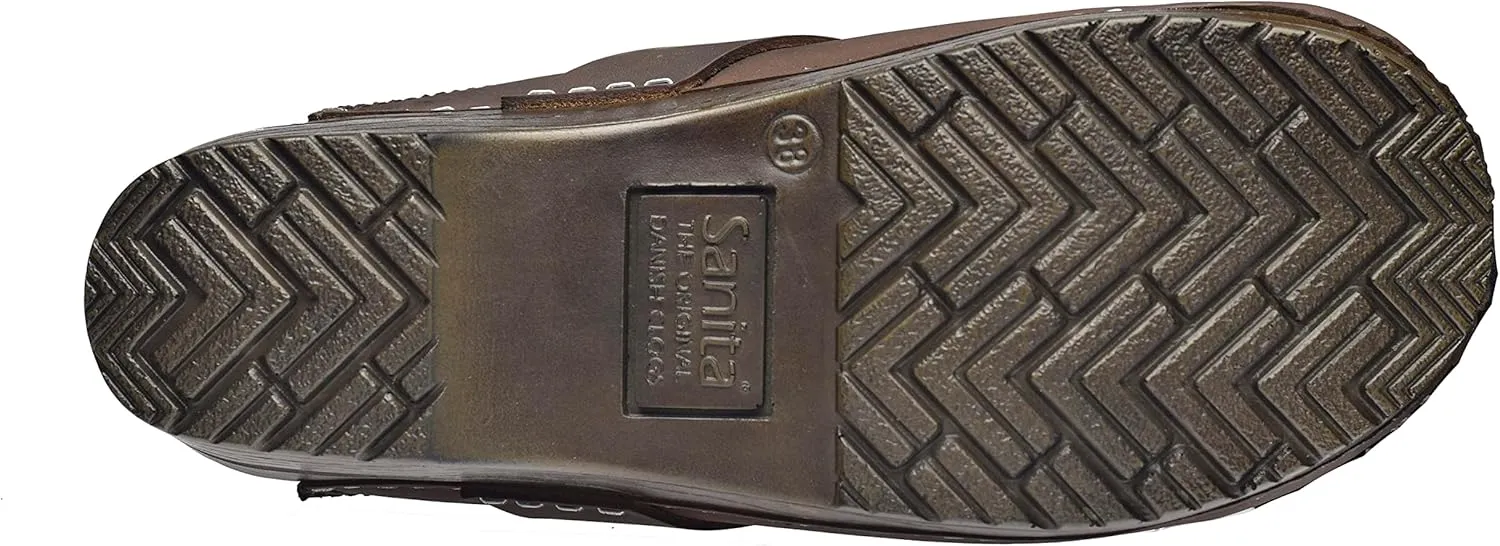 Sanita Knaus Open Clog, Original Handmade, Flexible Leather Clogs for Women, Anatomically Shaped Foot Bed with Soft Foam